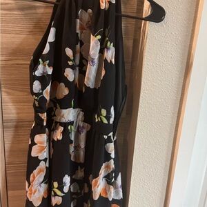Floral Black Sleeveless Dress